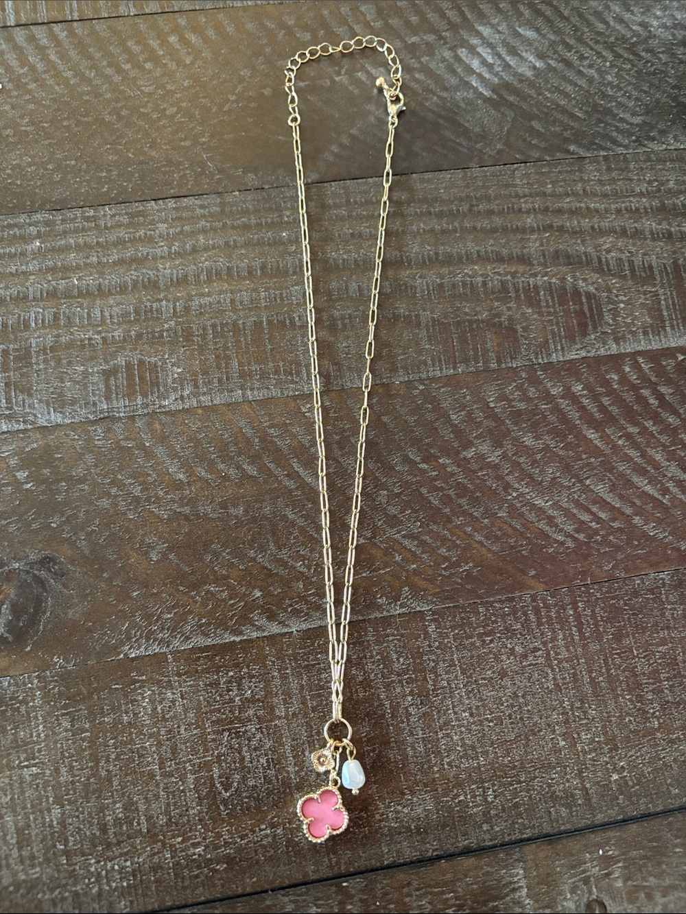Gold clover charm necklace